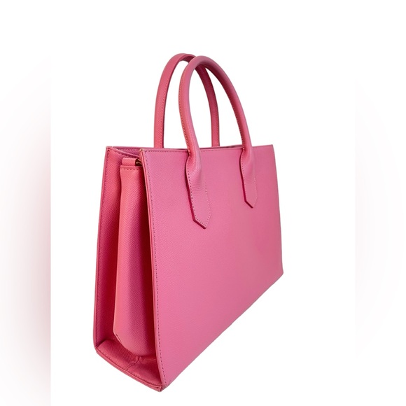samantha thavasa pink saffiano leather 2 way tote - Picture 7 of 10